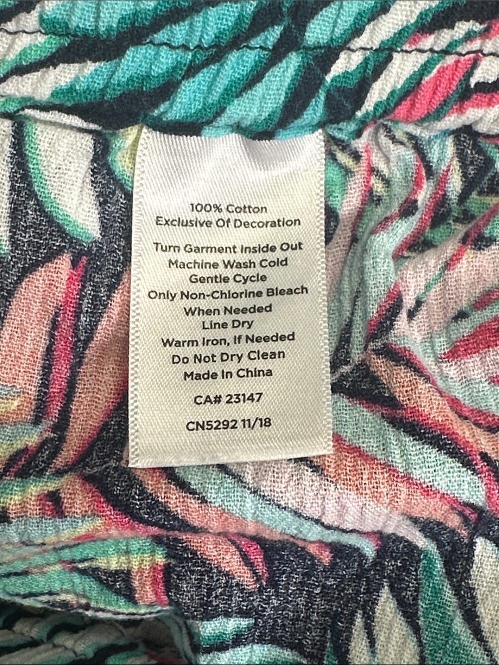 Talbots Crinkle Cotton Beach Pants Breezy Palm Print Resort Wear Coastal Medium - Picture 8 of 12